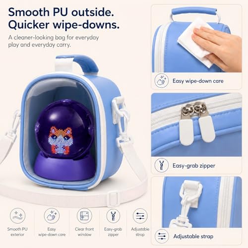 Electronic Pet Carrying Case Compatible with BITZEE Hamster Ball, High-Density EPE Foam, Microfiber PU, Detachable Shoulder Strap（Blue） - color: Blue