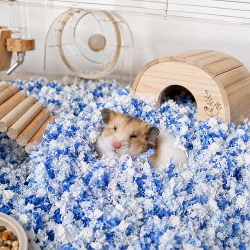 Hamster Bedding 50L, Dust-Free Odor Control Paper Bedding for Small Animals | 5X expansion; soft absorbent fibers; supports burrowing and nesting for guinea pigs, gerbils, rabbits