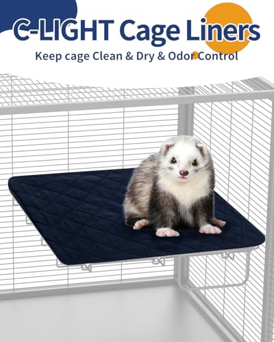 C-LIGHT Ferret Cage Liner, for Ferret Nation & Critter Nation Cage, 4-Layer Absorbent Pad with Ultrasonic Welding, Chinchilla Cage Accessories kit, Anti-Leak, Odor Control (Shelf Liner) - size: Shelf liner