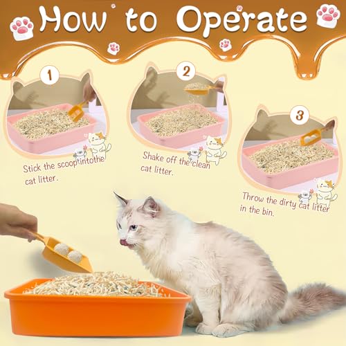 6 Pcs Kitten Small Litter Box Set, Plastic Kitten Litter Pan with 6 Scooper Cat Litter Box Cat Litter Box Travel Toilet for Small Pet Kitty Bunny Guinea Pig - color: B-color