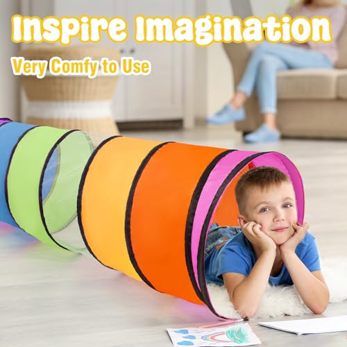 Kids Play Tunnel for Toddlers,Pop Up Crawl Through Tunnel Play Tent for Baby Infant Children or Pet,Indoor & Outdoor Toys for Boy and Girl Backyard Playset - style: Rainbow Tunnel