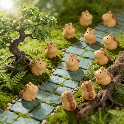 25 Pieces Mini Horse Animals Tiny Resin Animals for Dollhouse Fairy Garden Landscape Aquarium Party Decorations - style: Horse