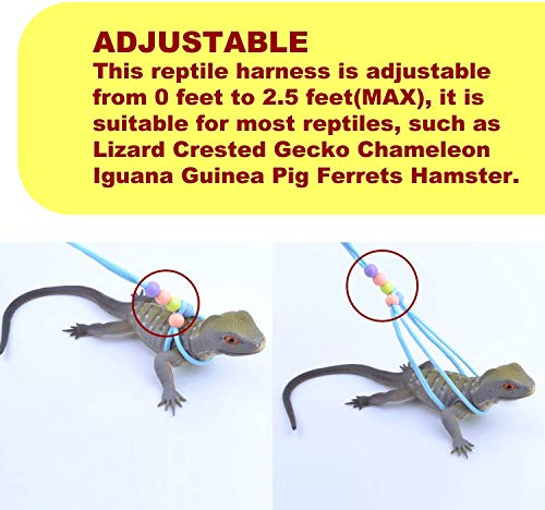 Adjustable Reptile Training Lead Harness Leash Nylon Rope for Lizard Crested Gecko Chameleon Guinea Pig Ferrets Hamster Rats (Fluorescence) - color: Fluorescence