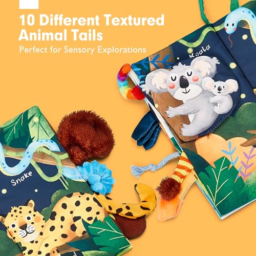 hahaland Baby Books 0-6 Months,Infant Tummy Time Toy Sensory Toys | 6 to 12 Months Touch Feel Book Travel Toy Gifts for Boy Girl 0-3 Month Baby Shower Birthday Easter Basket Stuffers 1PCS - style: A - Jungle - 1 Book