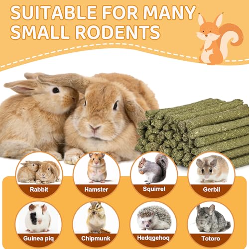 52Pcs Rabbit Chew Sticks, Guinea Pig Toys, Natural Timothy Hay Teeth Stick | Timothy Grass Molar Teeth Stick, Guinea Pig Timothy Hay, Chew Toys for Bunny, Rabbits, Hamsters, Small Animals Treats - size: 52P-Green-Set