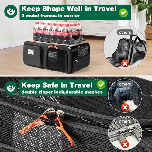 pidipiti 17x13x8 Soft-Sided pet Carrier,for 1 Extra-Small Dog/Small cat | top Expandable,TSA Approved,for Frontier Allegiant Breeze Airlines ,with 2 pockets,zipper lock,leakproof,good Visibility - size: 17.0"L x 13.0"W x 8.0"H
