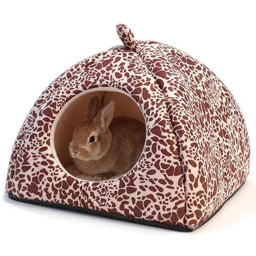 Guinea Pig Bed Rabbit Hideout Warm Fleece Cuddle Cup Washable Sleeping House for Small Animals Pet/Ferret/Chinchilla/Bunny (Red Spots) - color: Red Spots