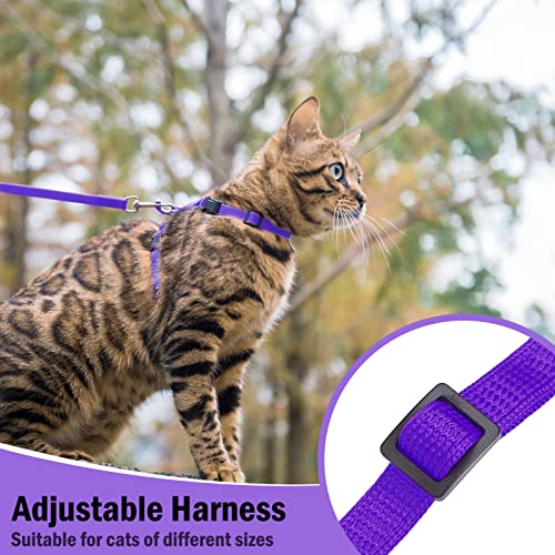 PUPTECK Adjustable Cat Harness and Leash Set Escape Proof Kitten Strap Collar for Walking Travel, Purple - color: Purple, size: Small
