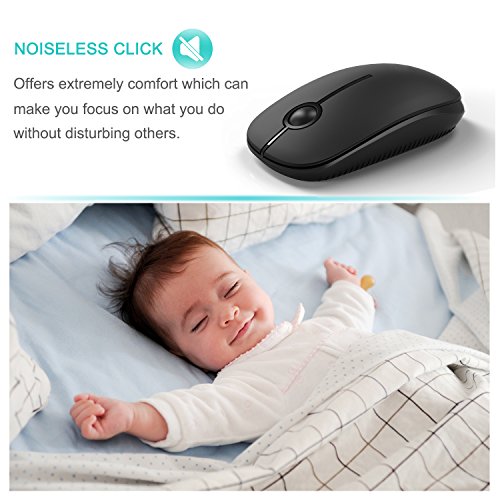 VssoPlor Wireless Mouse, 2.4G Slim Computer Laptop Mouse, Black | Portable Mouse, Plug & Play USB Nano Receiver, Quiet Silent Optical Mice for Notebook, PC, Laptop, Computer, Windows, Mac - color: Black