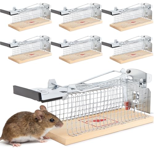 6 Pack Small Humane Mouse Trap, 6 x 2.4 x 2.8 Inch | No Kill, Catch and Release, Reusable Live Mouse Trap, Indoor Outdoor Rat Cage for Small Live Rodent Mole Safe Control