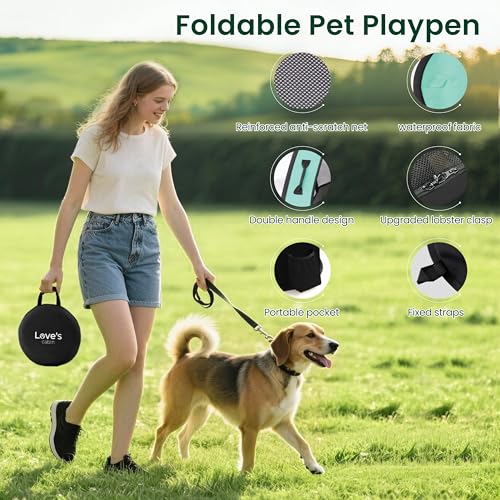 Love's Cabin Medium Dog Tent Crate, Portable Foldable Pop Up Dog Kennel Playpen with Carrying Case (Green) - color: Green, style: Medium