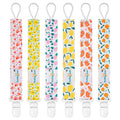 babygoal Floral Pacifier Clips, 6 Pack Binky Paci Holder Clips Leashes Fits for Most Baby Pacifiers and Binkies - color: Lemon and orange
