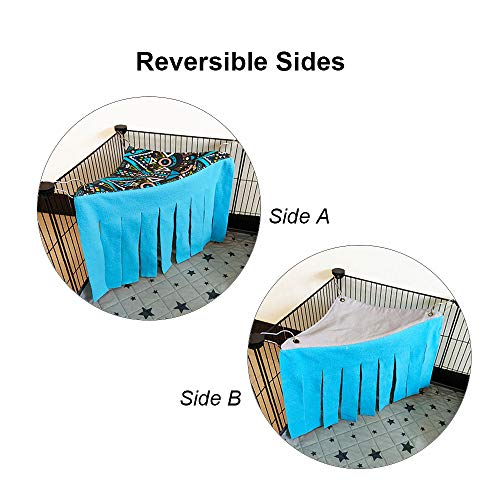 RIOUSSI Guinea Pig Hideout Hideaway Corner Fleece Toys Cage Accessories | Reversible Sides | Soft Fleece Fabric | Come with Hooks | Guinea Pig Hammock for Small Animals | Blue, Triangle - color: Blue