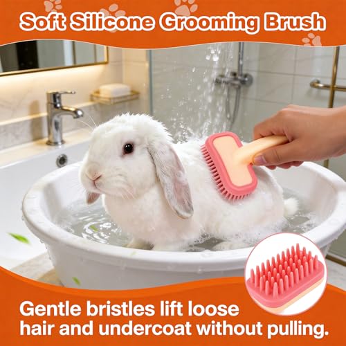 2pcs Rabbit Brush, Bunny Brush, Small Animal Grooming Comb, Removes Loose Fur, Detangles & Massages for Rabbits, Chinchillas, Puppies & Kittens During Shedding and Bath Time