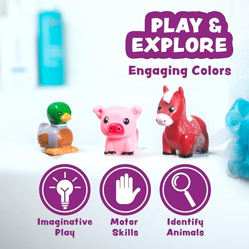 Tub Works® Barnyard™ Mold Free Bath Toys, 12 Pack | Sealed, No Hole Bath Toys Design Keeps Moisture Out | Soft, Squeezable & Float on Water | Farm Animals Baby & Toddler Bathtub Toys | Baby Pool Toys - style: 12 Pack