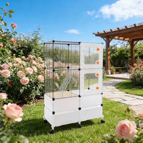 Animal Cage, Large Capacity Pet Cage, Pet Play Paradise for Squirrels, Sugar Gliders, Chinchillas, Degus and Even Large Hamsters (Black, 3 Tier) - color: Black