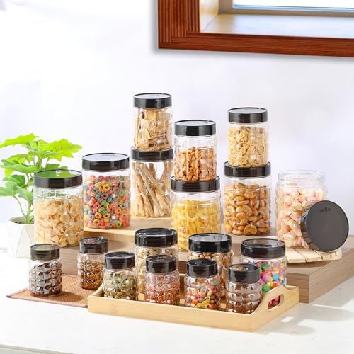 Cello Checkers Plastic PET Canister Set, 18 Pieces, Clear