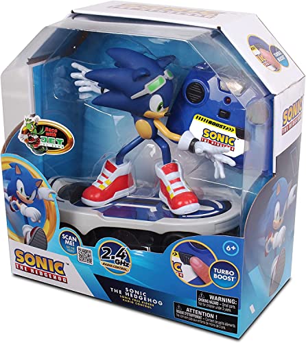 NKOK Sonic the Hedgehog Free Rider R/C Skateboard with Turbo Boost, Ages 6+ | Full-function RC skateboarder, rubber tires, adjustable front wheel, officially licensed, ages 6+, requires 6 AA batteries - style: Sonic Free Rider
