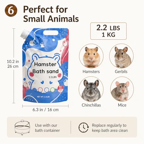 Meow&Woof Hamster Sand, 2.2 lbs Natural Desert Bath Sand & Potty Litter, Low Dust Small Animal Sand for Hamsters, Chinchillas, Gerbils, Syrian Hamsters, Mice - color: DesertBathSand1kg