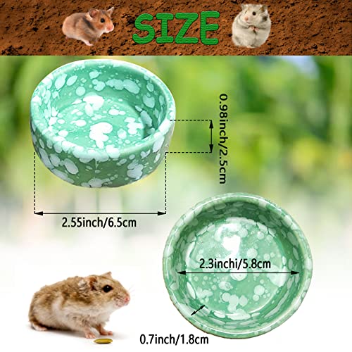 kathson 2 Pcs Hamster Food Bowl Guinea Pig Ceramic Water Bowl Small Animal Feeding Dish for Dwarf Hamster Gerbil Syrian Ferret Hedgehog Chinchilla Bunny (Green)… - color: Green, size: 2Pcs:S