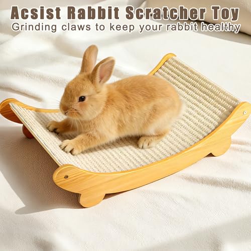 Rabbit Scratcher Mat Natural Sisal Mat Rabbit Chew Toys Bunny Cage Accessories Bunny Beds for Scratch Sleeping Playing, 15.75" x 12.60"