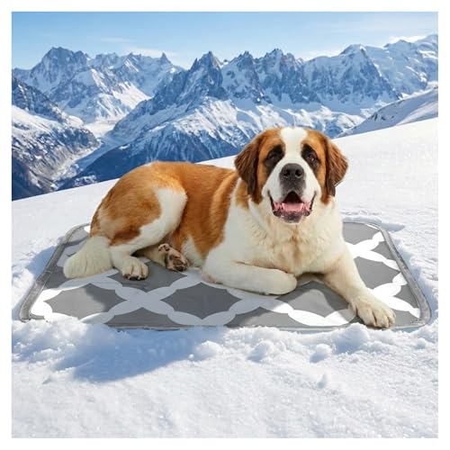 Cooling Mat for Dogs,Stylish Patterns,Self Cooling Indoor Outdoor | Instant Cooling,No Gel,100%Non-Toxic,Claw-Proof,Anti-Slip,Washable,for dog creat,dog bed,Grey XL - color: Grey, size: 43"x32"(X-Large)