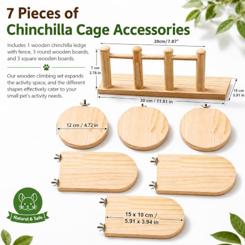 Chinchilla Ledges 7 Pcs Solid Wooden Hamster Platform Toys (Platform 7PCS) | 7pcs in one set,solid wood, stable support,chinchilla cage accessories for Rat,Gerbil,Parrot syrian hamster,Squirrel Mouse - style: Platform 7PCS