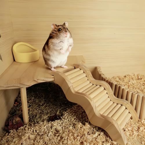 Wooden Hamster Platform for Hamster Cage Accessories Climbing Toys Dwarf Syrian Hamster Gerbil Rat Mice Degus or Other Small Pets (Triangle) - style: Triangle