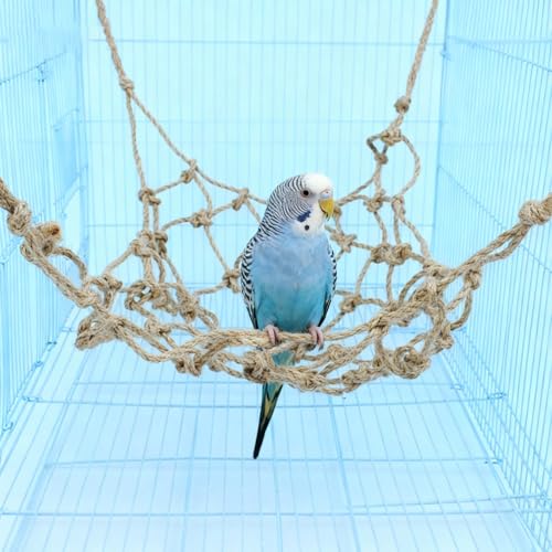 Parrot Climbing Rope Net – Multi-Size Colorful Bird Hammock, Ladder & Chew Toy with 4 Hooks for Cage, Cockatiel, Budgie, Parakeet, Rat & Small Pets - size: Small