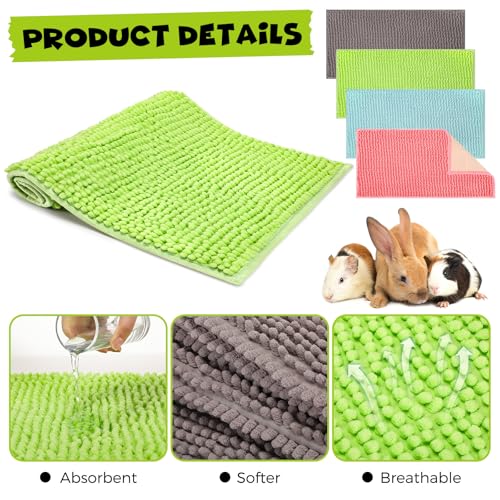 Barydat 8 Pcs Guinea Pig Cage Liner for Guinea Pig Cage Bedding Reusable Rabbit Mat Pad Washable Training Pad Animal Sleeping Bedding Mat - color: Gray, Green, Pink, Blue, size: 24x35