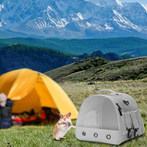 Guinea Pig Carrier Backpack, Clear Bubble Window Backpack for Guinea Pig, Bunny Rat Bird (Grey, Upgraded Mesh) - color: Grey