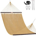 Lazy Daze XL Handwoven Caribbean Rope Hammock, 2+ Person Hammock | 13FT Polyester Outdoor Hammock with Spreader Bars & Straps & Carabiners, 500lbs Capacity for Outside, Patio, Tan - color: Tan