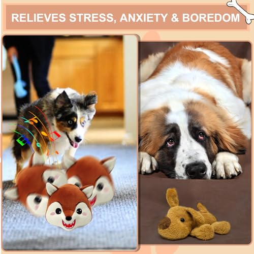 BABORUI Interactive Dog Toys Fox, Jumping Squeaky Dog Toys with Recording and Music Modes, Rechargeable Moving Dog Chew Toys for Small/Medium/Large Dogs to Keep Them Busy(Fox) - color: Fox
