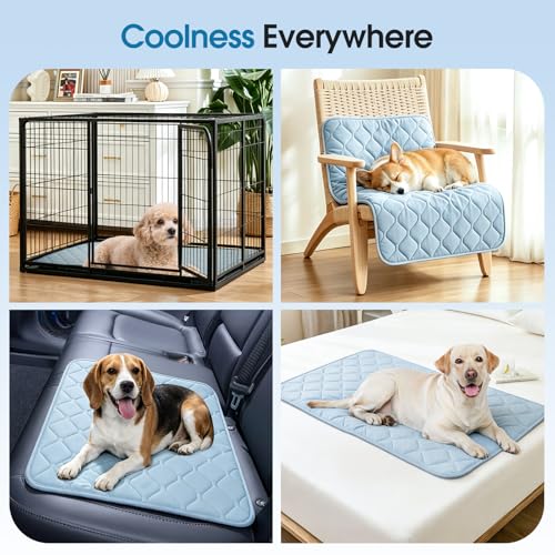 Buvlnee Dog Cooling Mat 2.0, Portable Pet Cooling Mat for Dogs & Cats Q-Max>0.5, Durable Waterproof Washable Cooling Pad Non-Toxic (24x18in) - size: 24x18in