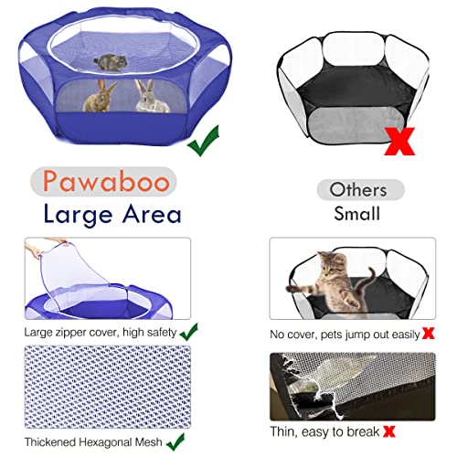 Pawaboo Small Animal Playpen with Zippered Cover,Indigo | Portable pop-up pet tent for supervised rabbits, guinea pigs, chicks and kittens; water-resistant bottom and 3 metal rods - color: H-Indigo