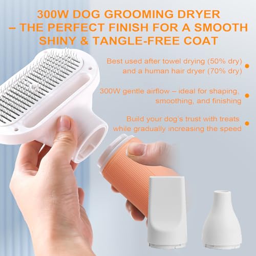 3-in-1 Pet Hair Dryer & Slicker Brush for Dogs & Cats – Portable, Professional, Adjustable Temp, Overheat Protection Dog Hair Dryer (pink) - color: pink