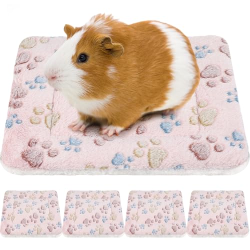 4 Pack Ultra Soft Dog Cat Bed Mat Small Animal Guinea Pig Bed with Cute Print Reversible Fleece Dog Crate Kennel Pad Cozy Washable Thickened Hamster Pet Beds Mat(13 x 10 Inches,Light Brown) - color: as shown on the picture, size: 13 x 10 Inches