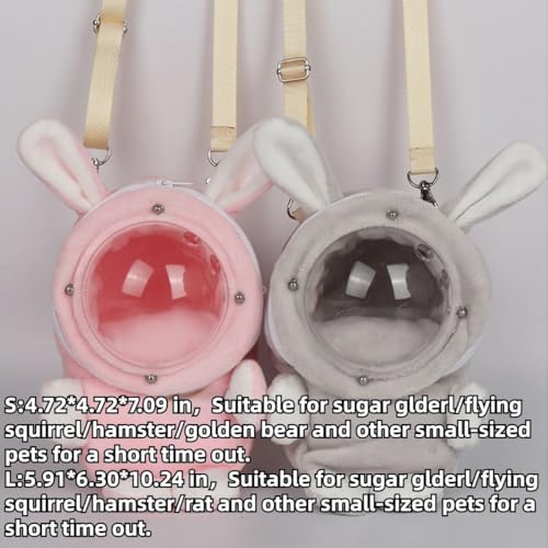 Sugar Glider Bonding Pouch Bonding Pouch Carry for Rat Syrian Hamster Hedgehog Small Pocket Pets, Gerbil Travel Bag Cute Bunny-Shaped Outing Bag with Large Transparent Window (Pink,Large) - color: Pink, size: 3.9"L x 3.2"W x 7.1"H