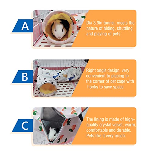 Guinea Pig Rat Corner Tunnel & Tubes Bunkbed Hammock, Guinea Pig Hideout for Small Pet Hedgehog Piggy Hamster Hide(1. Hammock&Tunnel-Dinosaur) - color: 1. Hammock&Tunnel-dinosaur