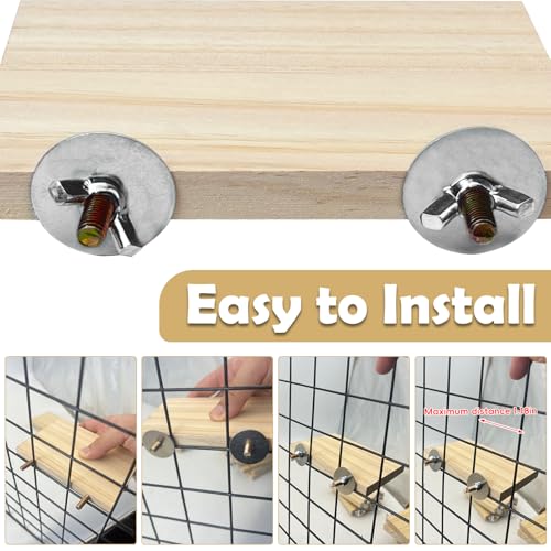 kathson 12 Pcs Wooden Bird Cage Platform Flat Birds Perch Stand Rectangle Parrot Perch with Washers for Bird Paw Grinding Cockatiel Cage Accessories for Parrot, Budgies, Conure, Lovebirds - size: 12Pcs, log color