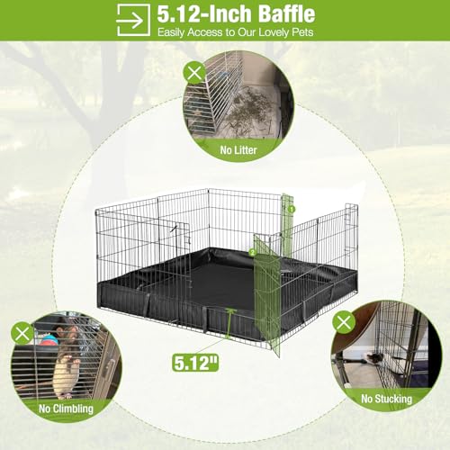 Rabbit Pet Playpen Guinea Pig Cage with Waterproof PVC Bottom Liner, Triple Fixing Cage for Rabbit, Guinea Pigs, Bunny, Hedgehog, Small Animal Indoor Playpen, 48''L x 48''W x 24''H