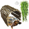 Hamiledyi Extra Large Tortoise Hide Reptile Hiding Cave Turtle Hut Gecko Hideaway Climbing Tunnel Toy Lizard Bendable Wooden Bridge for Adult Bearded Dragon Snake Chameleon Habitat Accessories - size: XL-19.7 x 11.8 -2 PACK