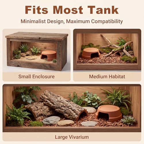 Terracotta Reptile Hide, 6.9x6.9 Bionic Humid Hideout with Smooth Entrance | Fish Tank Decorations, Basking Platform for Turtle, Frog, Toad, Bearded Dragon, Leopard Gecko, Snake, Crested Gecko