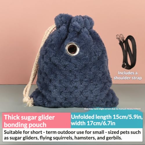 Sugar Glider Bonding Pouch Warm Travel Carrier Hamster Nest & Strap (Pink) | Extra-thick plush carrier for sugar glider & hamster. Features multi-hole ventilation, ideal for short travel with small pets - color: Pink