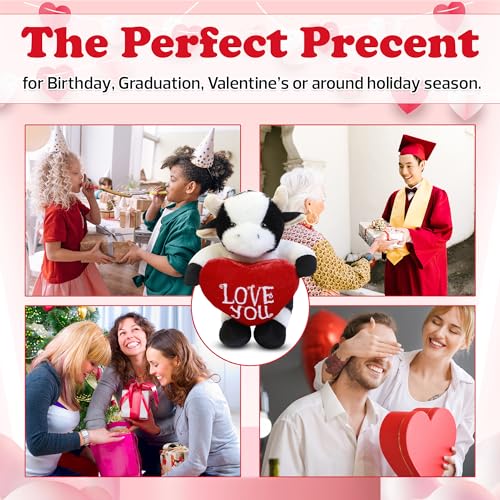 Cow Stuffed Animal 8 Inches Surprise Valentines Day Stuffed Animals Hideaway Spring Inspired Gift for Girls and Boys Birthday, Valentine’s Day, Easter Day (Cow Stuffed Animal) - style: Valentine Cow Stuffed Animal
