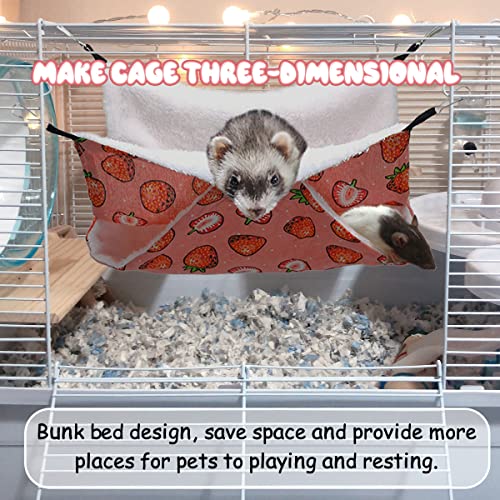 LYART Guinea Pig Rat Ferret Hammock and Warm Bed Small Pet Hideout Tunnel Cave Hanging Bunkbed Hammock Cage Toy for Hamster Sugar Glider Squirrel (4.Hammock X 2PCS) - color: 4.Hammock X 2PCS