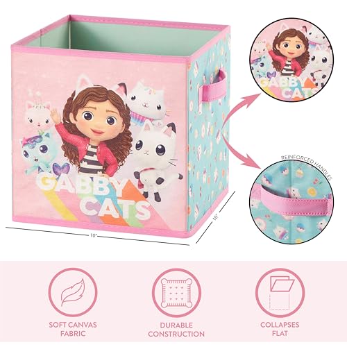Idea Nuova Gabby’s Dollhouse Set of 2 Collapsible Storage Cubes with Carry Handles, Kids Room & Playroom Organizer Bins, 10” x 10” - color: Gabbys Dollhouse