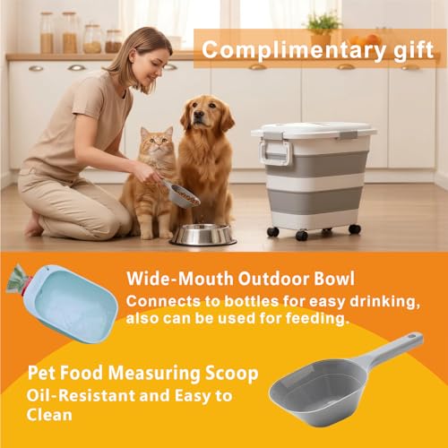 24-28 Lbs Airtight Collapsible Dog Food Storage Container with Wheels & Scoop – Foldable Pet Food Storage Bin for Dog & Cat Food, Animal Food Storage, Dog Supplies Storage Container