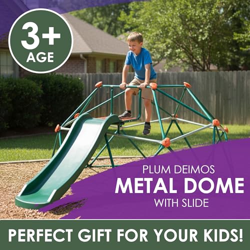 Plum Deimos Climbing Dome with 4FT Slide - Outdoor Toddler Jungle Gym, Monkey Bars, Playground Sets for Backyards, Play Equipment for Kids, Durable, Sturdy, Rust Resistant, Easy Assembly, Ages 3+ - size: 4ft Slide