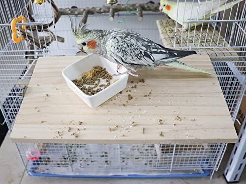13.6×7.9 Inches Large Bird Perch Stand Platform, Natural Wooden Small Animals Cage Accessories, Rectangle Stand Perch Shelf for Parrot Parakeet Cockatiel Rat Hamster Guinea Pig Conure Chinchillas - size: 13.6 × 7.9 Inches Natural
